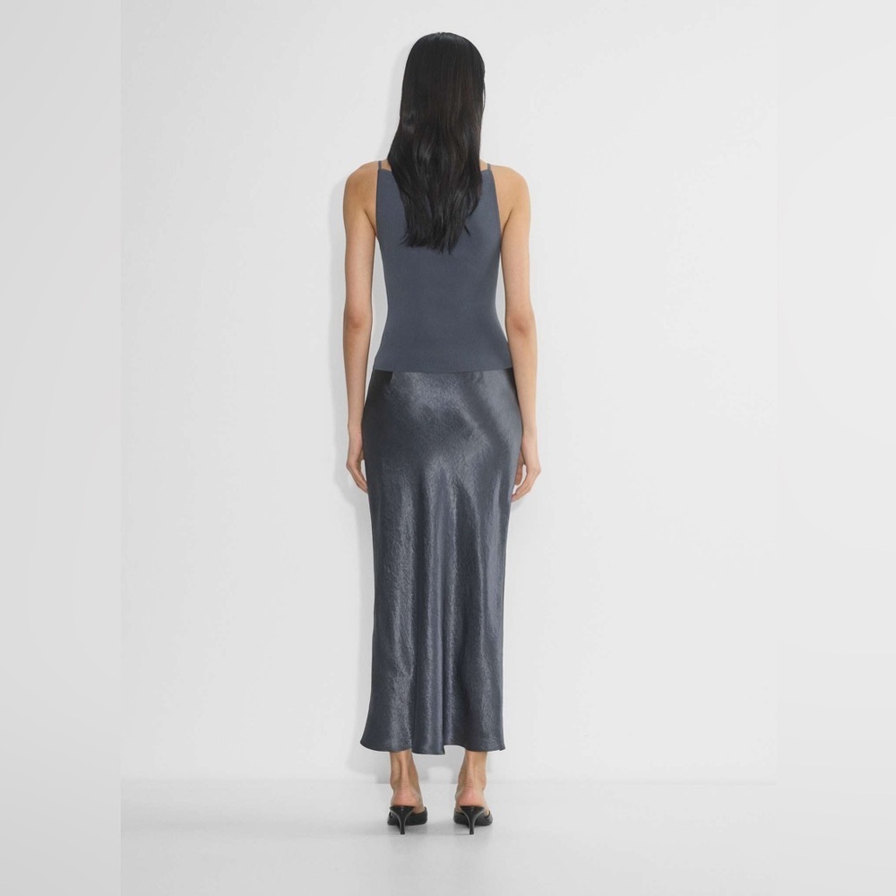 Max Studio Metallic Satin Skirt - Silver - NWT - Picture 4 of 10